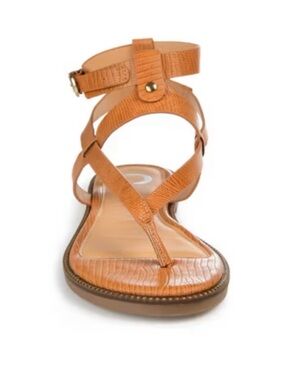 Journee Collection Tan Textured Thong Ankle-Strap Sandals